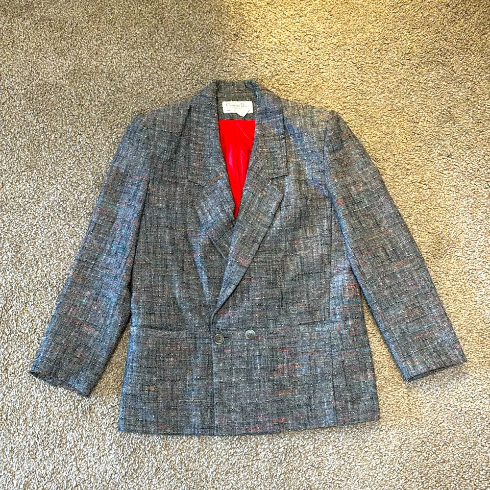 Christian Dior Vintage Double Breasted Tweed Blazer Size 10